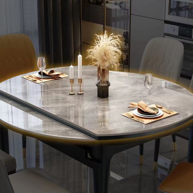 Modern Foldable Stone Dining Table Rubber Wood Legs for Dining Room