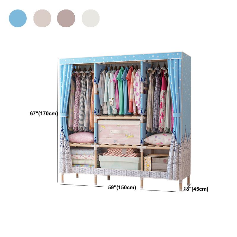 Contemporary Style Wardrobe Armoire Wood Frame Armoire with Garment Rod for Home