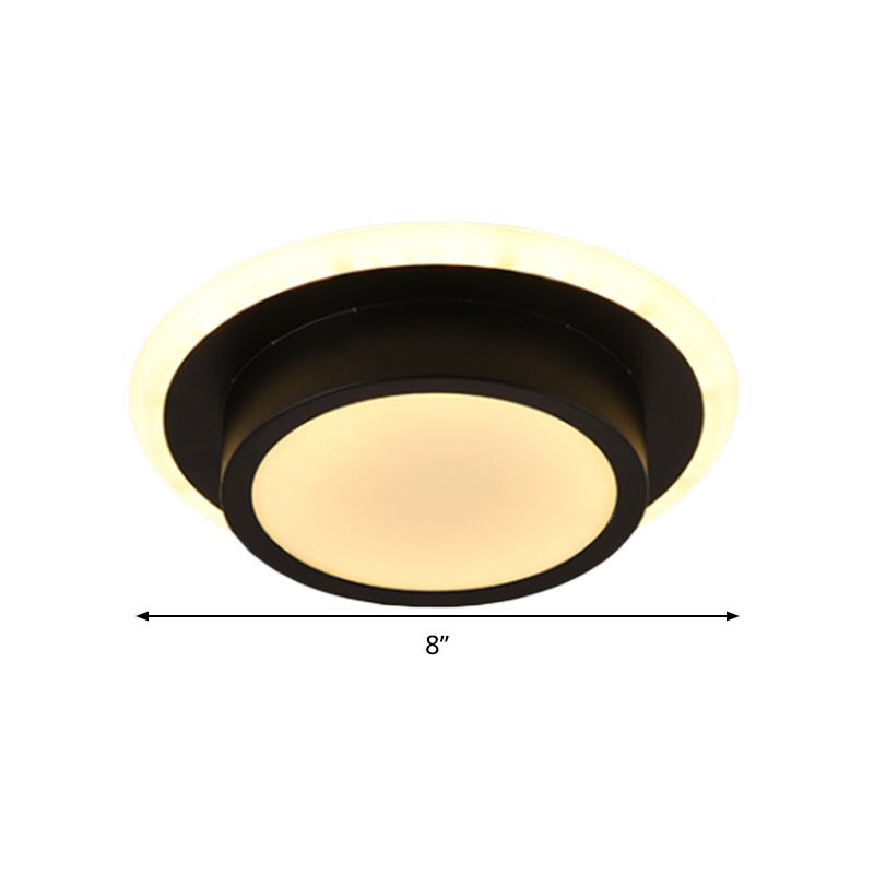 Mini lámpara de techo empotrada redonda/cuadrada, LED de metal contemporáneo, montaje empotrado en blanco/negro, luz blanca/cálida