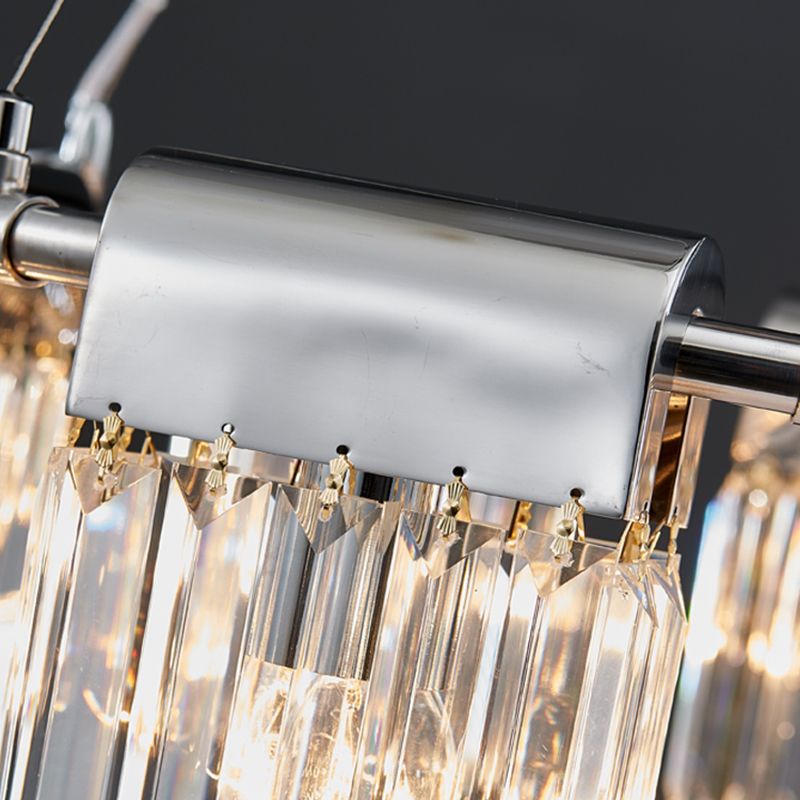 Geometric Island Light Fixtures Modern Crystal 5 Light Island Lights in Silver