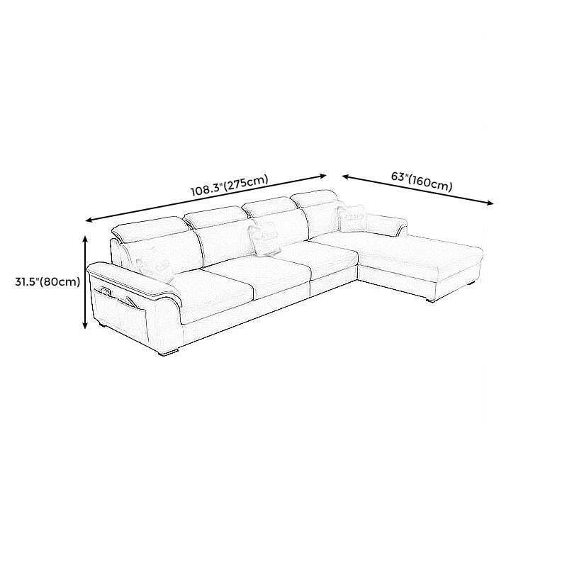 108.26" L x 62.99" W x 31.49" H Sofa Upholstered Arm Sectional with Pillowed Back Cushions