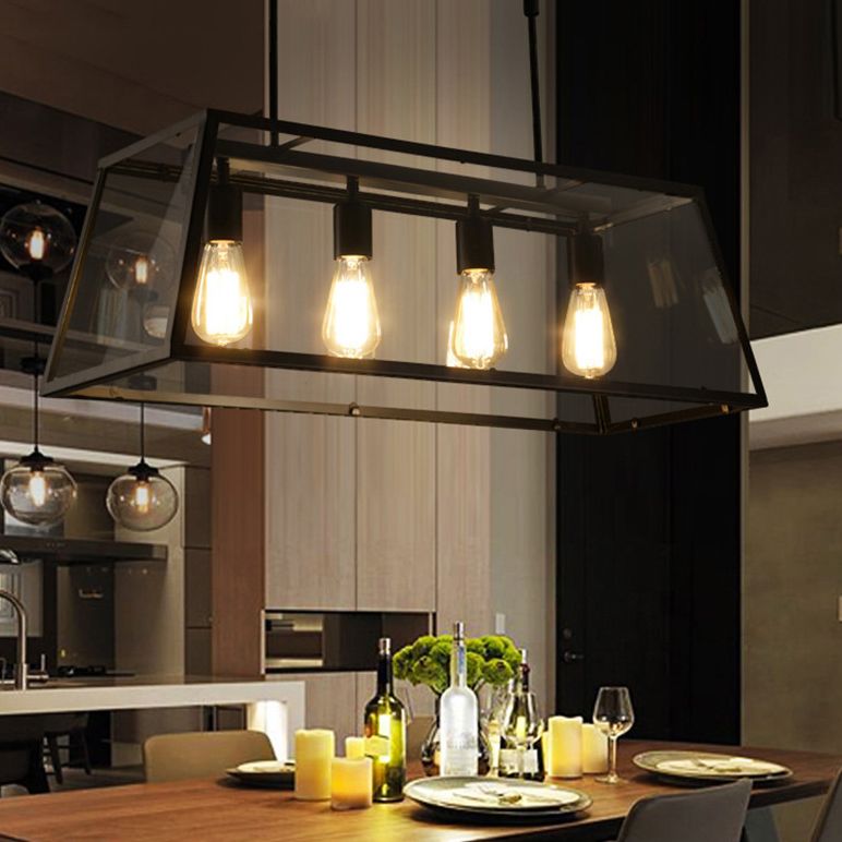 Rectangular Shape Island Pendant Industrial Style Island Pendant Lighting for Living Room