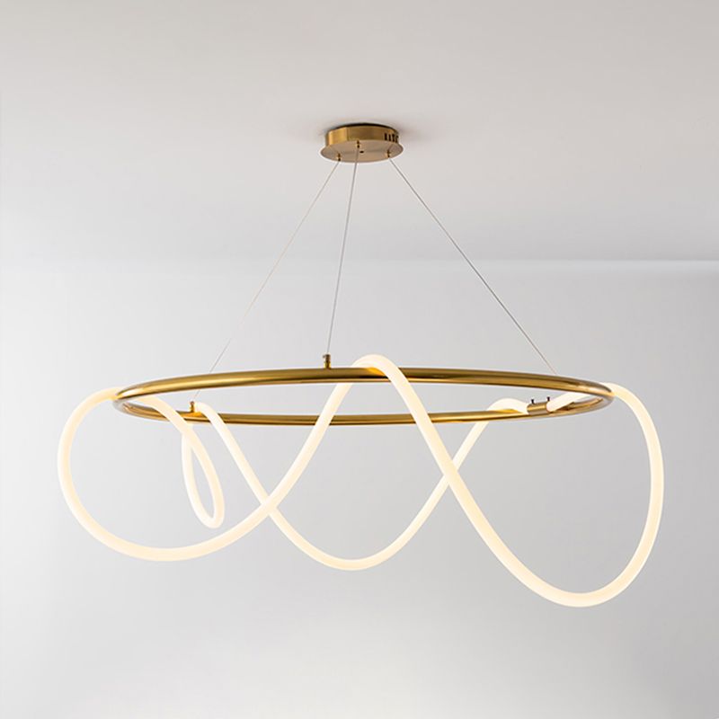 Simple Style Chandelier Gold Led Hanging Light for Bedroom Dining Room