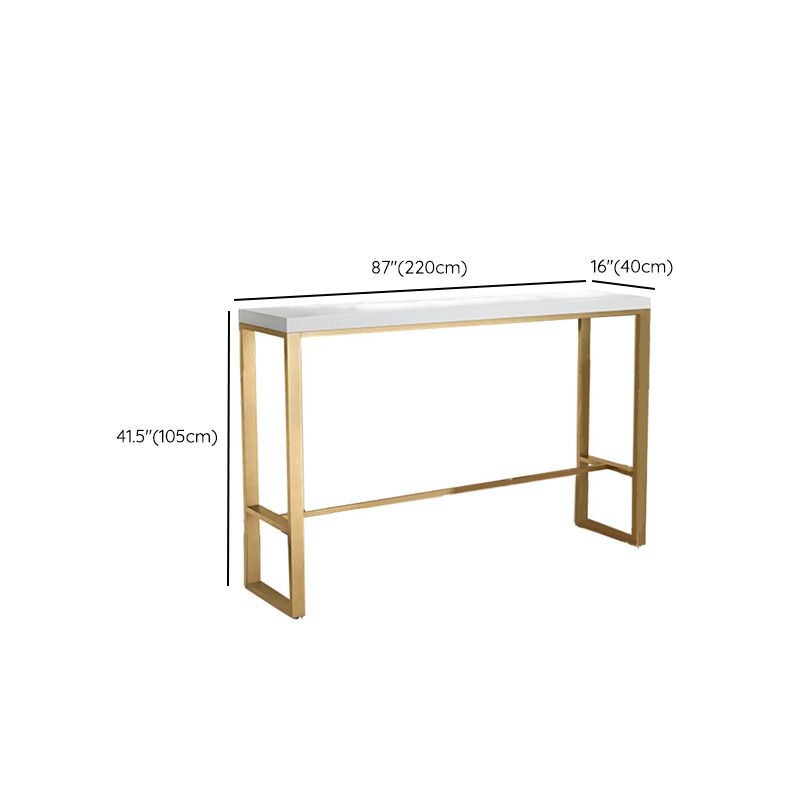 Glam Bar-height Table Solid Wood Top Pub Table with Gold Metal Base