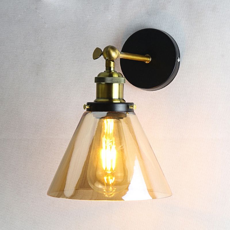 Geometric Shade Wall Lighting Modern Simple Style Glass 1 Light Sconce Light in Amber