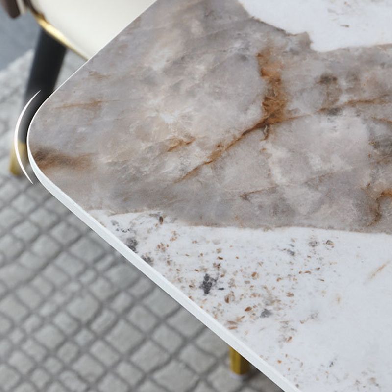 Luxury Sintered Stone Top Table Rectangle Table with Double Pedestal in Black