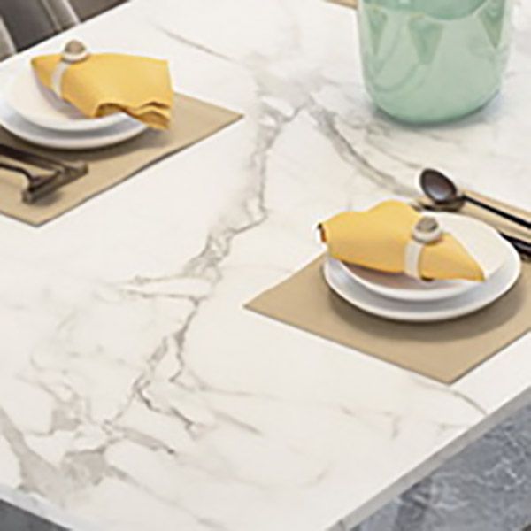 Glam Stone Rectangle Dining Table Metal Legs for Dining Room