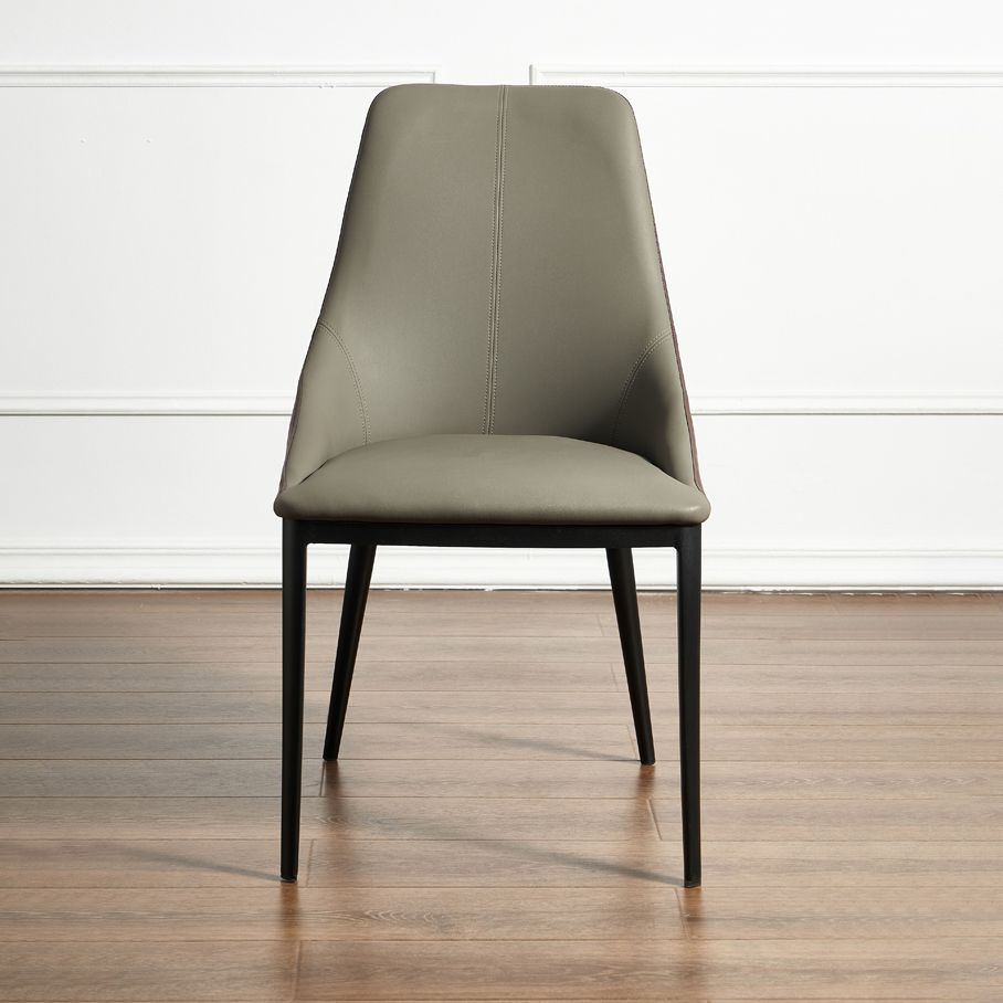 Solid Back Chair Industrial Style Leather Dining Side Chairs