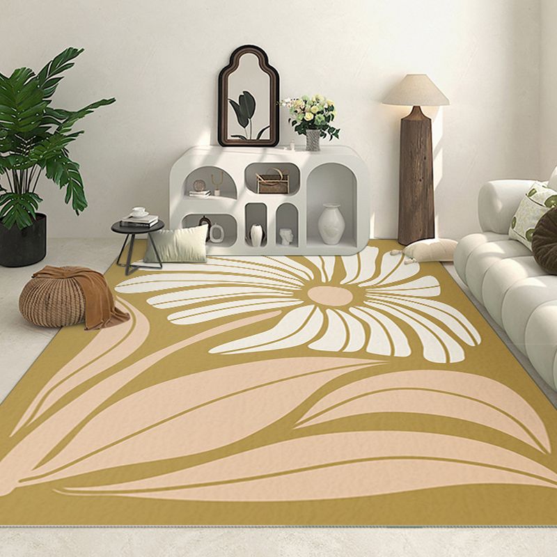 Nordic Plants Carpet Polyester Green Carpet Washable Carpet for Home Decor