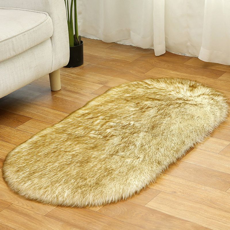 Multi Colored Plain Rug Faux Fur Minimalist Carpet Non-Slip Pet Friendly Stain Resistant Rug for Sitting Room