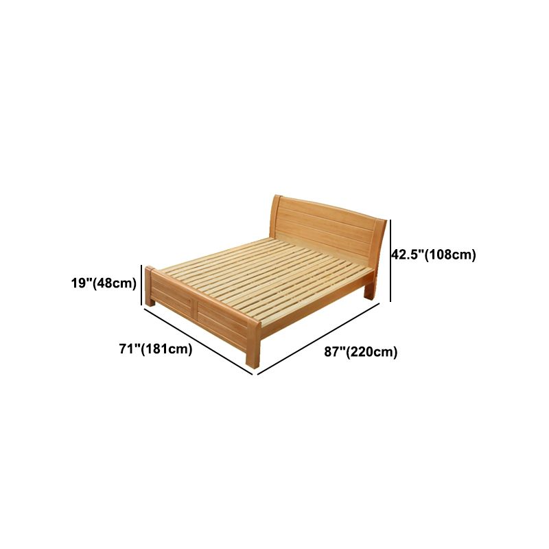 Traditional Beech Wood Bed,42.51" Low Profile Bed in Natural