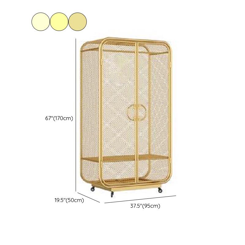 Bedroom Metal Wardrobe Industrial Style Rectangular Wardrobe Closet