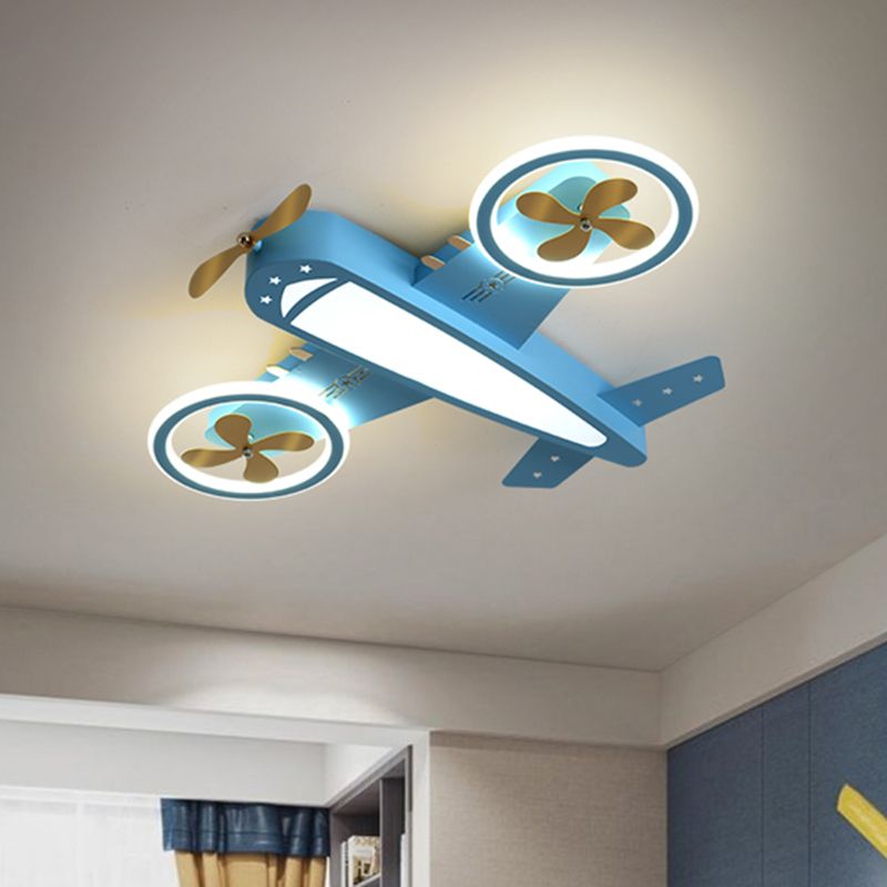 Blue Aircraft Massimale Montato Light Cartoon LED Acrilico Flushmount Lighting for Kids Room