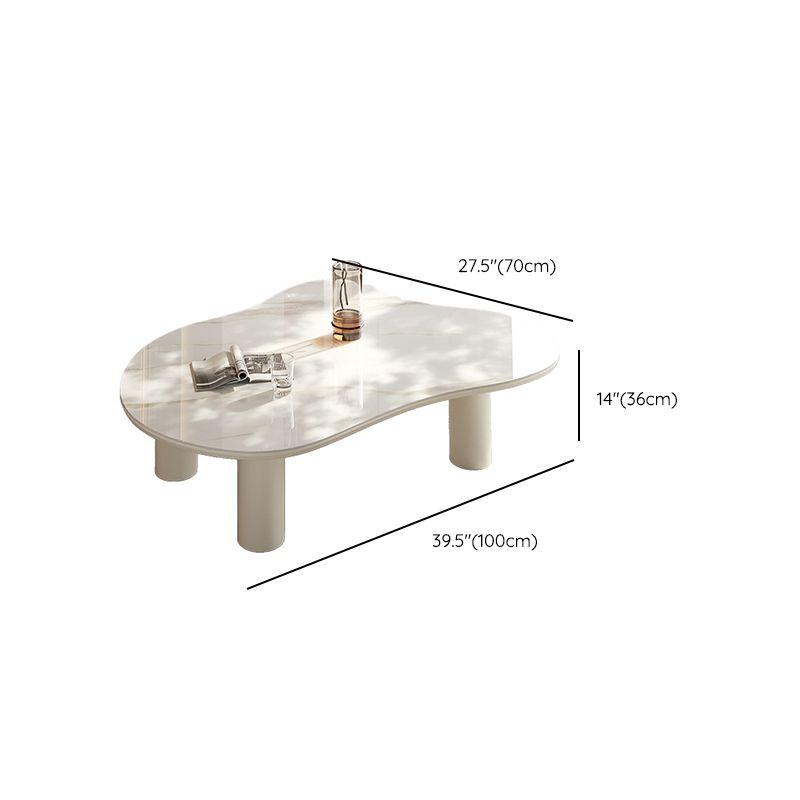 No Distressing Single Coffee Table Slate Free-Form White Coffee Table