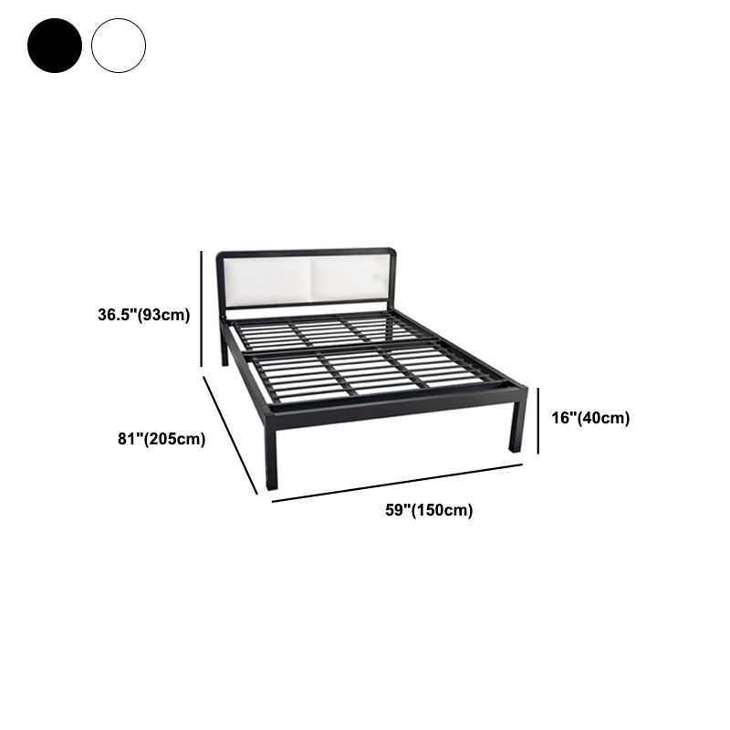 Slat Bed 36.61"H Adjustable Height with Open-Frame Upholstered Headboard