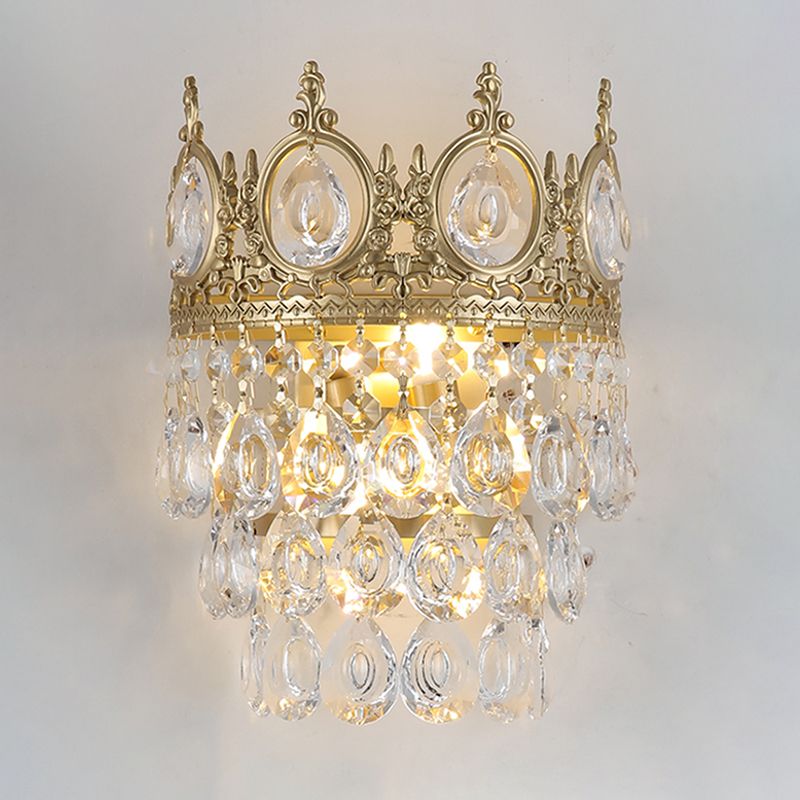 Contemporary Style Crown Wall Sconce Light Simplicity Wall Lamp with Crystal Shade