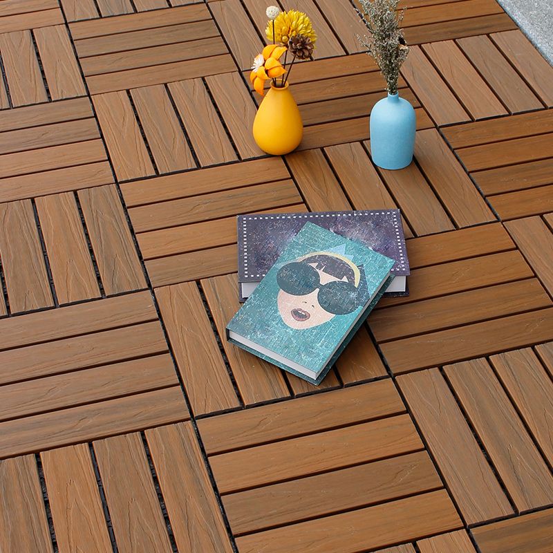 Composite Decking Tiles Interlocking Striped Pattern Patio Flooring Tiles