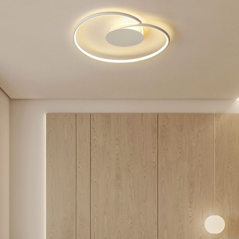 Metal Geometric Flush Light Simple 1 Light Flush Lighting in White
