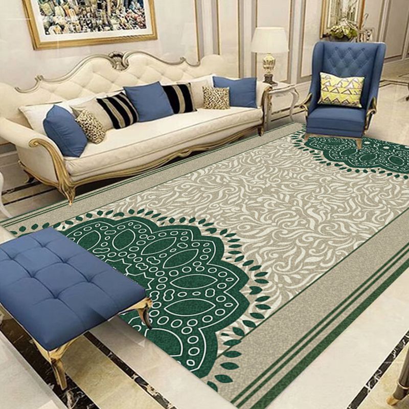 Multicolor Shabby Chic Rug Polyster Floral Printed Area Carpet Non-Slip Backing Washable Rug for Parlor