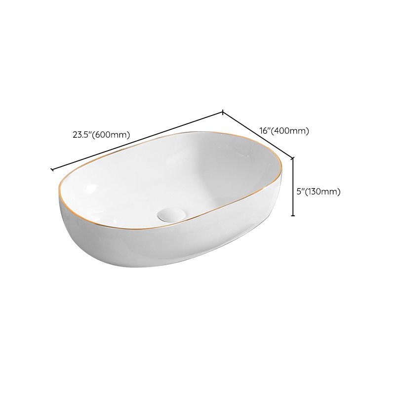 Modern Vessel Bathroom Sink Round Porcelain with Faucet Wash Stand