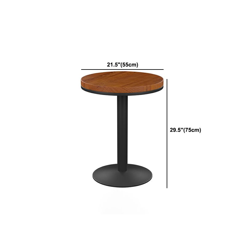 Round Wooden Pub Table Industrial Brown Bistro Bar Table with Metal Pedestal