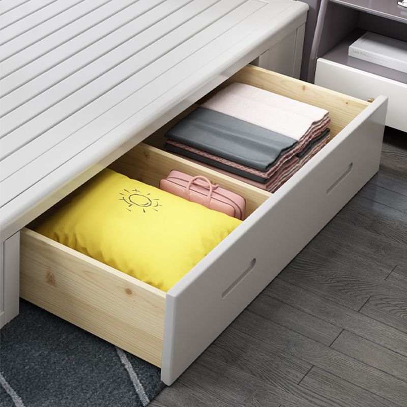 Contemporary Wooden Panel Bed with Rectangular Headboard, 43.3" Tall