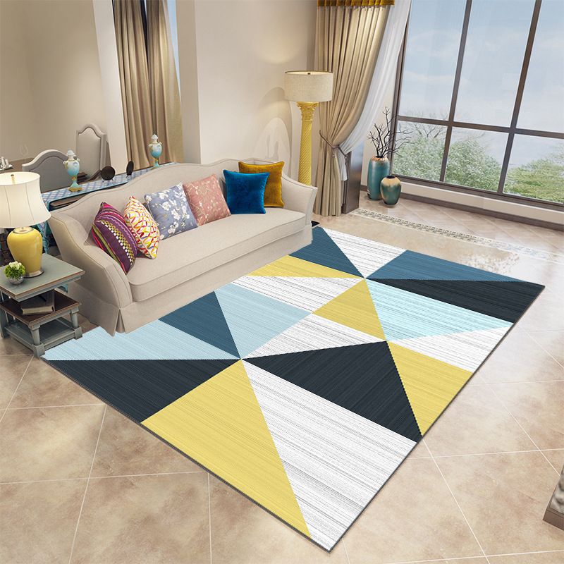 Funky Geometric Indoor Rug Modern Patchwork Area Rug Polyester Non-Slip Carpet for Living Room