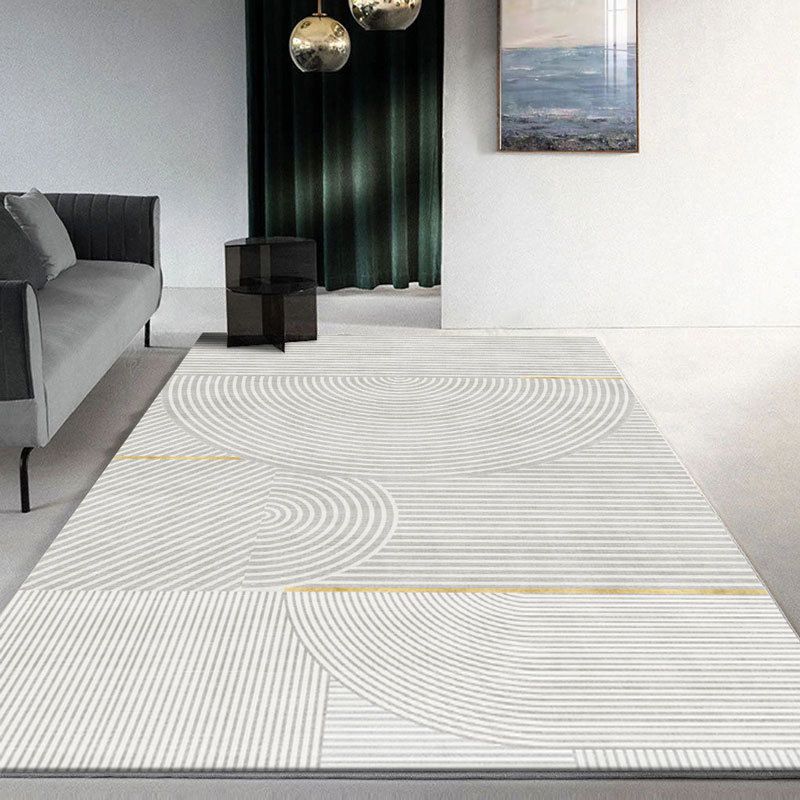 Beige Modern Rug Polyester Irregular Line Rug Washable Rug for Drawing Room
