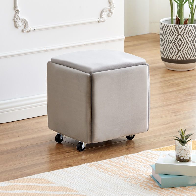 Modern Plain Boucle Ottoman Velvet Square with Storage Target Pouf