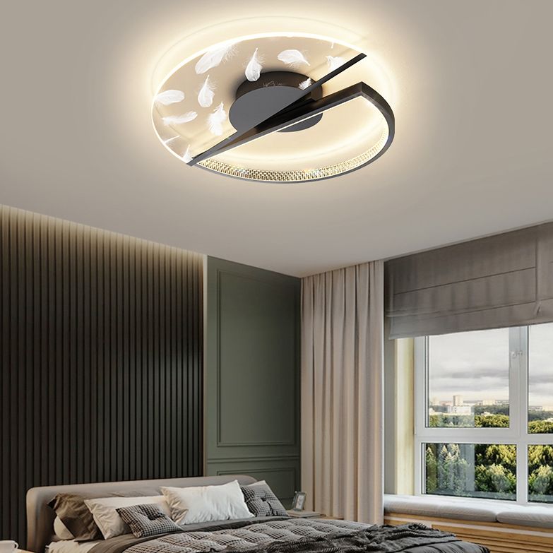 Luz de techo LED de plumas escalonadas en simplicidad moderna Acrílico Semi Flush Monte para sala de estar