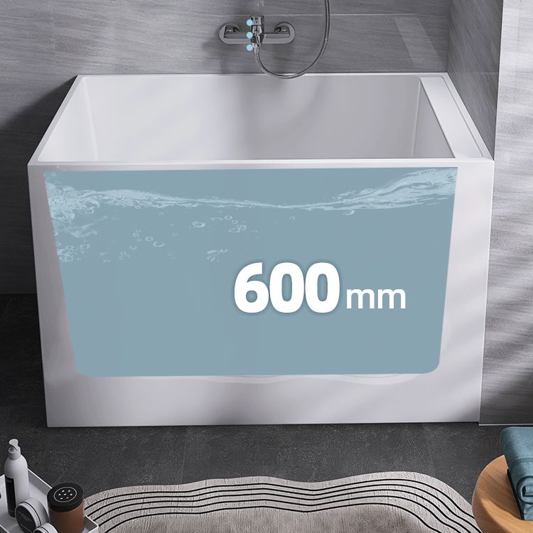 Modern Rectangle White Bathtub Acrylic Freestanding Soaking Bathtub with Drain Bath Tub