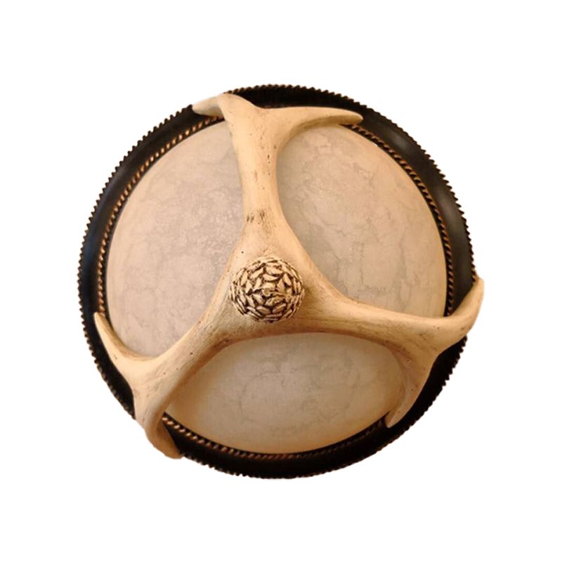 2 - Testa Semi - Ball Flush Monte Lighting Classic Legno Resina Soffitto Fissaggio con Antler Deco per Bedroom