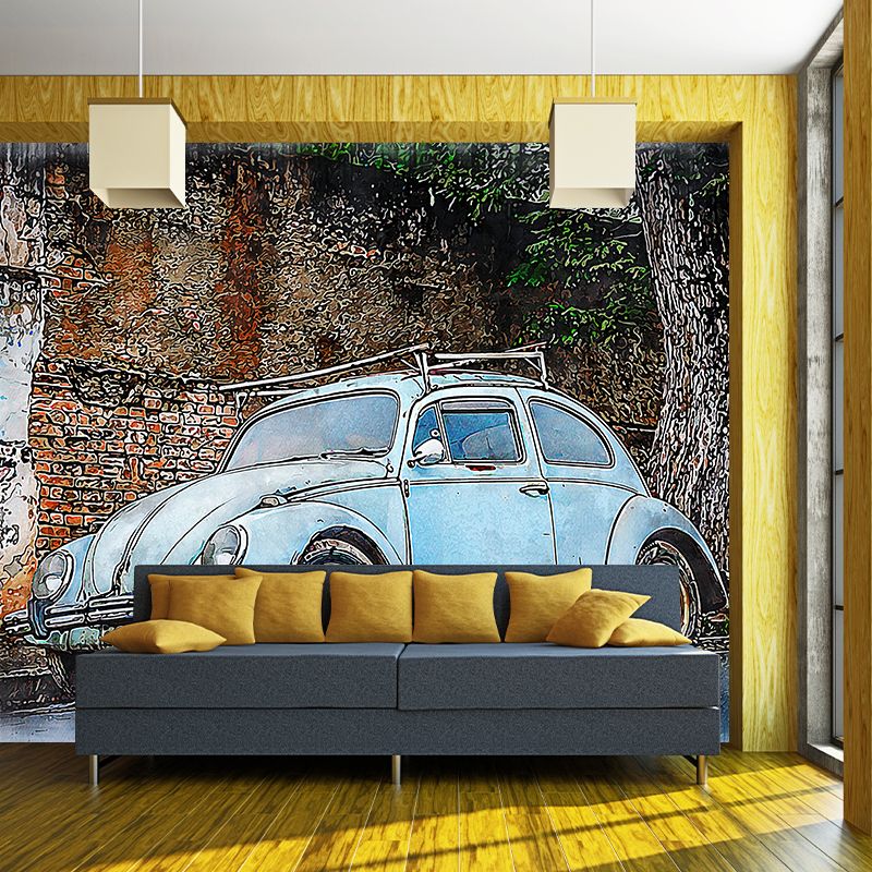 Car Transportation Mural Contemporary Wall Covering for Living Room, Waterproofing