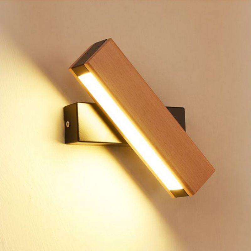 Lámpara de pared rectangular moderna madera de madera 1 apliques de luz