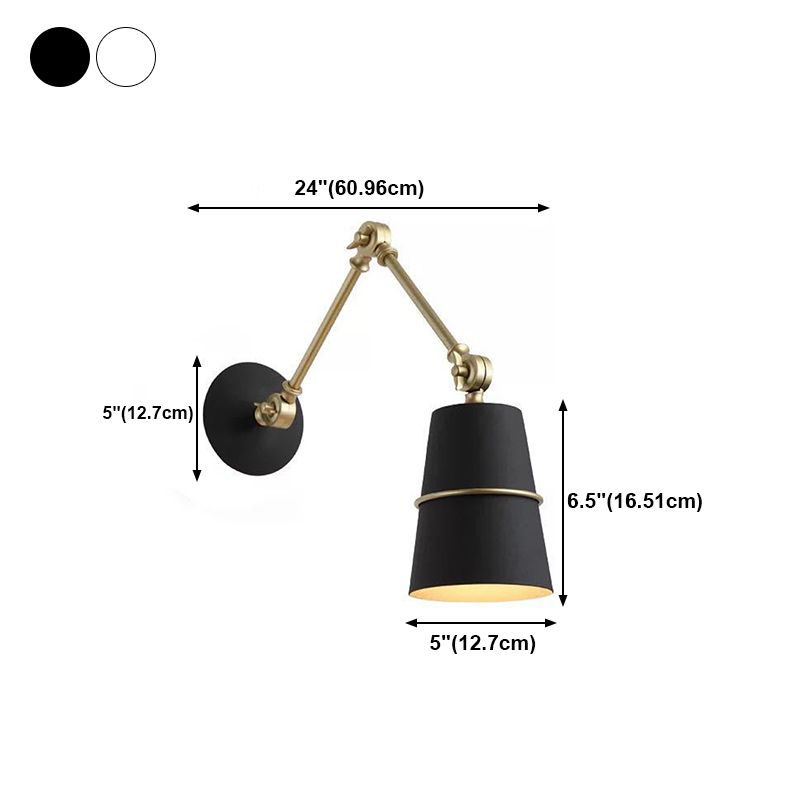 Nordic Metal Wall Light Bucket Shape Adjustable Wall Sconce for Living Room