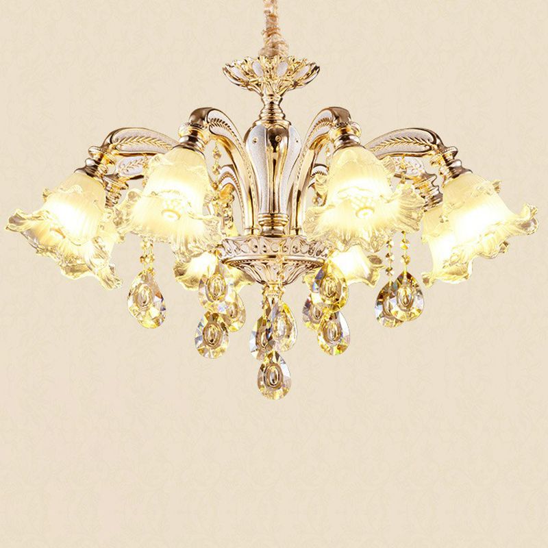 Ruffed hangend licht overgangs met kroonluchter van berijmden plafond voor woonkamer