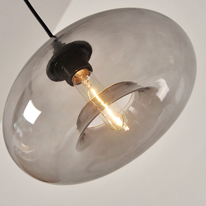 Moderne creatieve single hanging lamp smeedijzeren trommel hanglamp met glazen schaduw