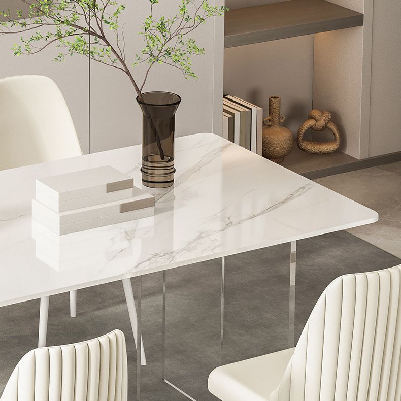 Sintered Stone Dining Table Modern Acrylic Base Table for Kitchen