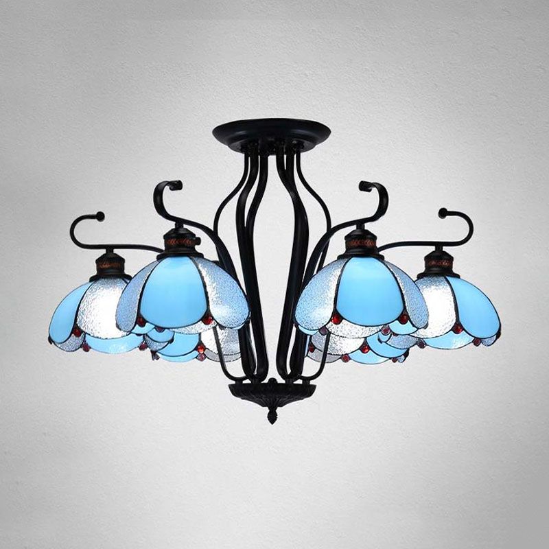Black SmaswoPed Hanging Chandelier barocco 6/8 Luci kit di luce in vetro bianco/giallo/blu per soggiorno