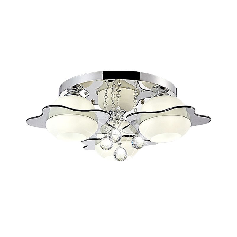 Flower Ceiling Light Modern Crystal Ball 3/5/7 Heads Gray Flush Mounted Light in Warm/White Light