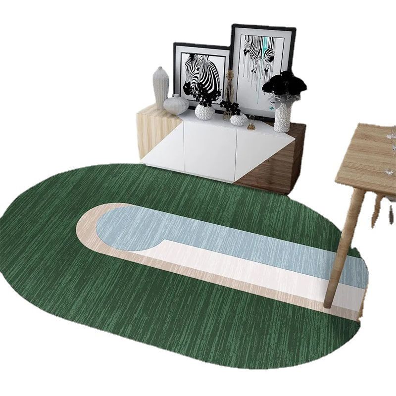 Dunkelgrüner moderner Teppich Polyester Streifen Teppich Färbungsfester Teppich für Wohnkultur