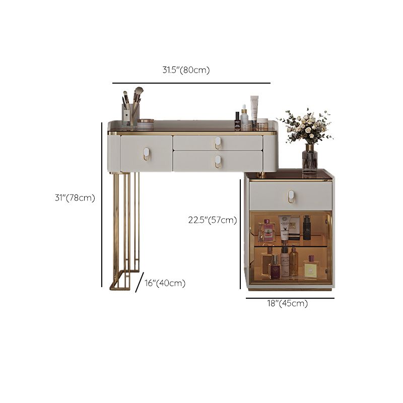Vanity Mirrored Dressing Table Stool Set Glass Top Makeup Vanity