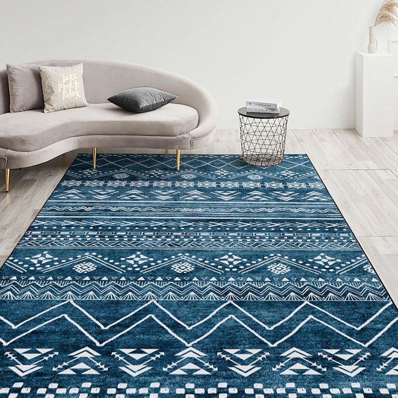 Multicolor Boho Indoor Rug Polyester Tribal Symbols Rug Stain Resistant Indoor Rug for Living Room
