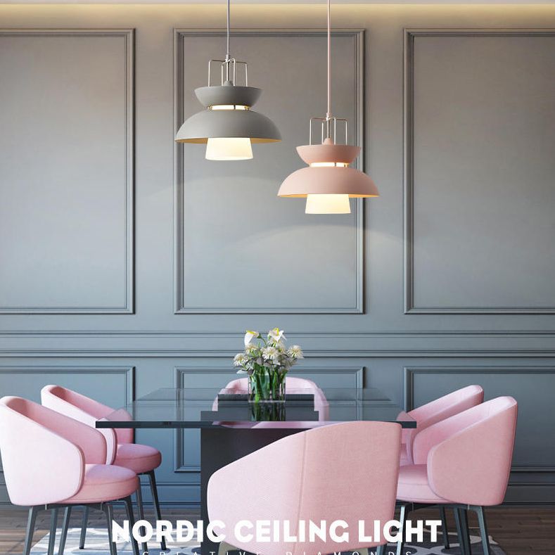 1 lichte kom licht hangers macaron aluminium hanglampen met hangende koord voor restaurant