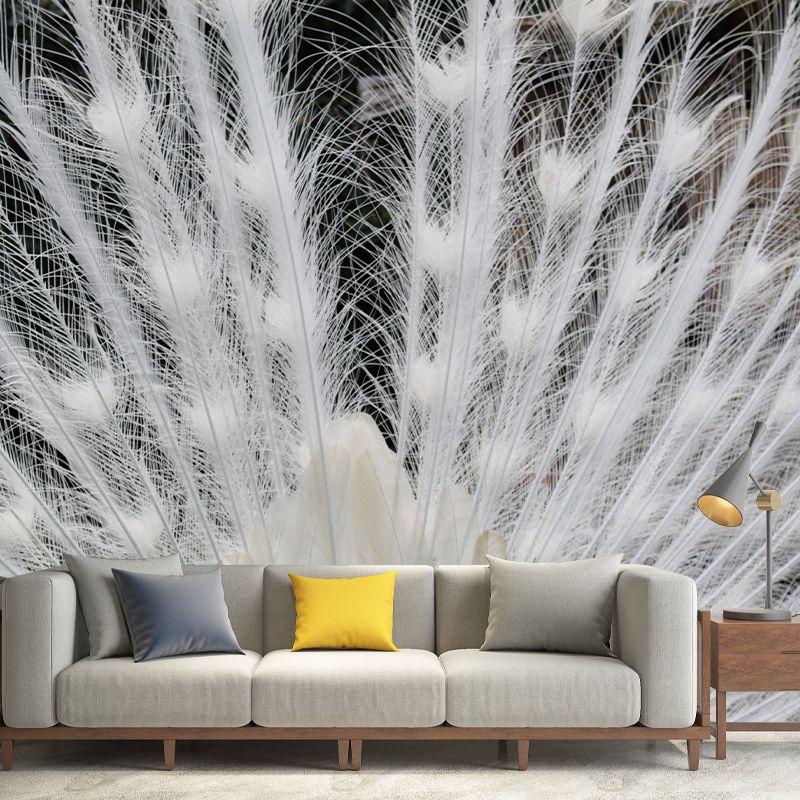 Tropical Style Feather Mural Mildew Resistant for Sitting Room Bedroom