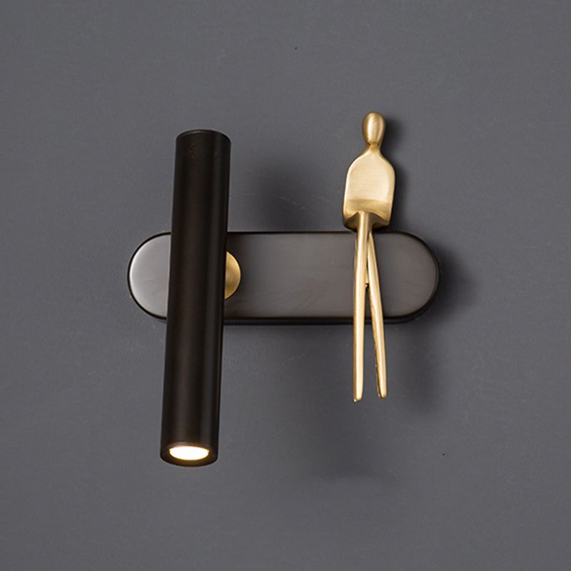 Nordic Style Copper Wall Light Cylinder Shape Wall Lamp for Bedroom (Included Doll)