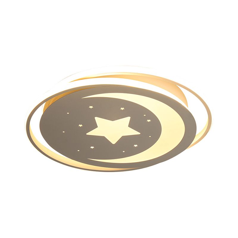 Creative Moon & Star Plafond Light Metal White LED Flush Mount Light voor Kid Bedroom Corridor