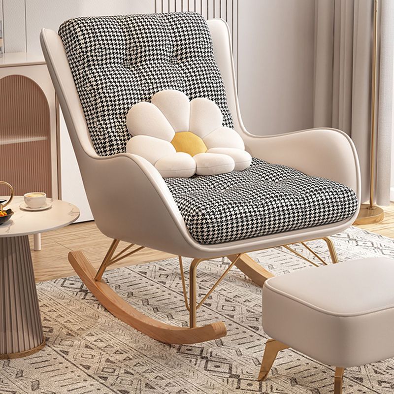 Upholstered and Metal Rocker Glam with Padded Seat Rocking Chair Slipcovered