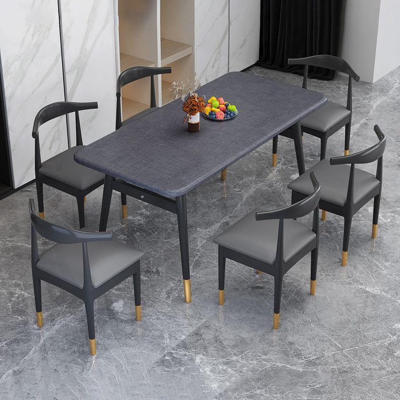 Rectangular Scandinavian Sintered Stone Dining Room Set Dining Furniture with 4 Legs Base