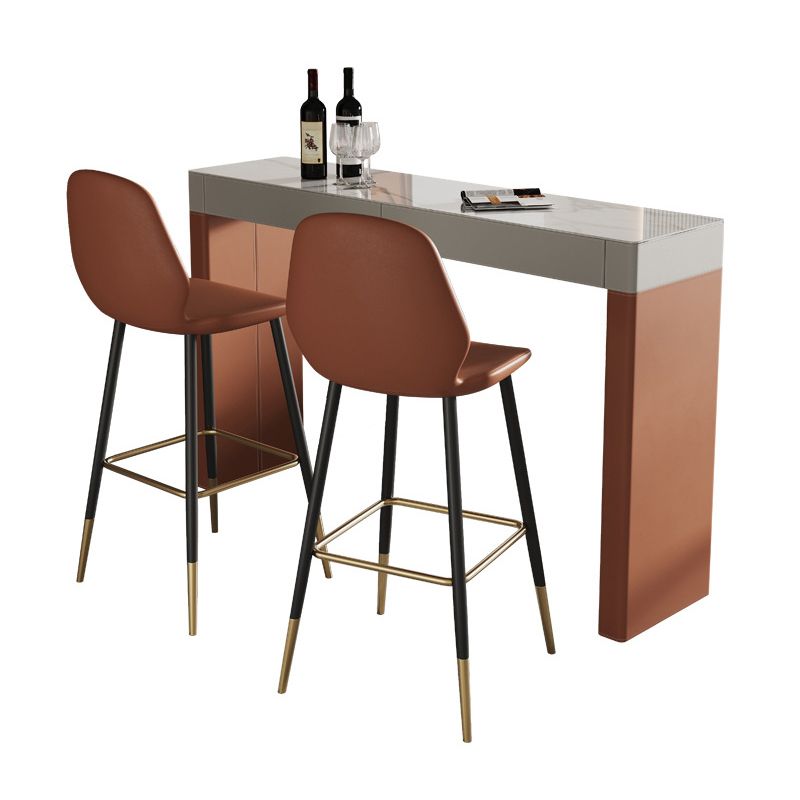 Orange Bar Stool and Table Set Contemporary 1/2/3 Pieces Bar Table Set